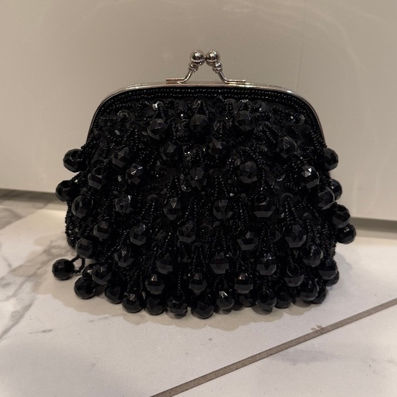 Handbags - Elegant Black Beaded Clutch